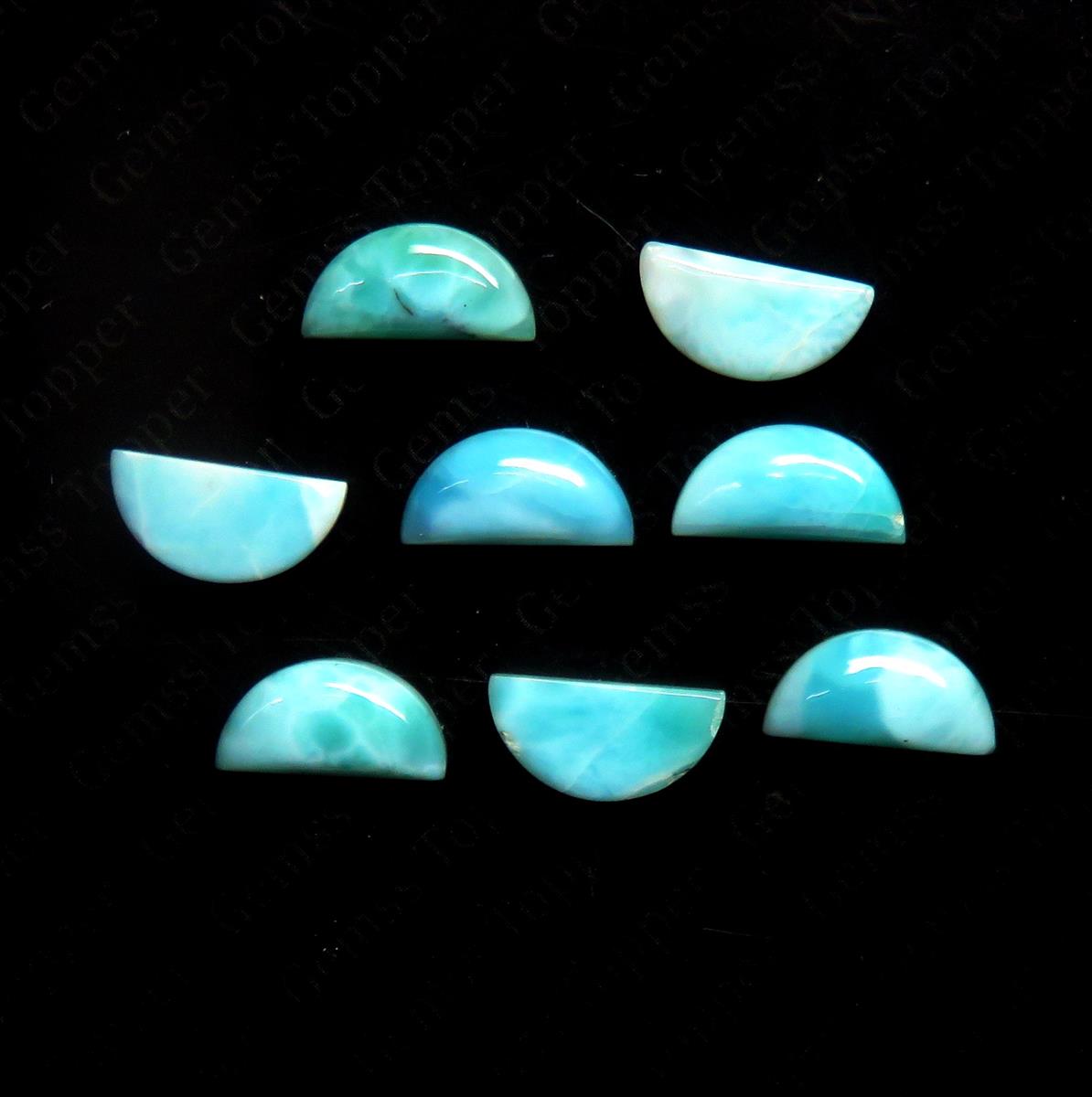 Larimar 6x12 mm D Shape Cabochon